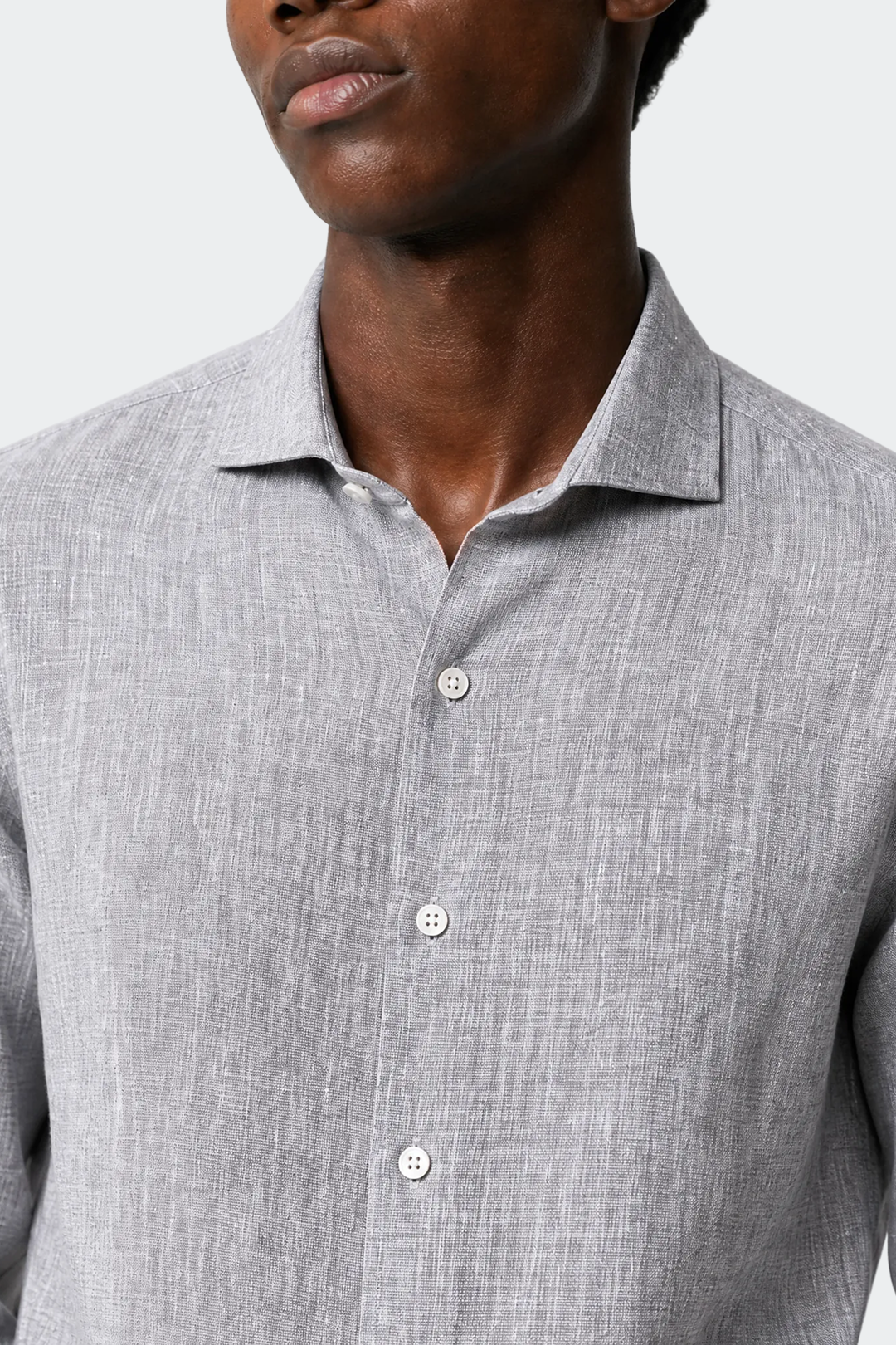 Linen Shirt Men Relaxed Fit Spread Collar