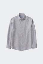 Linen Shirt Men Relaxed Fit Spread Collar