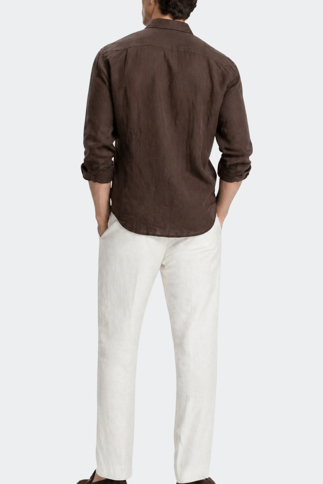 Linen Shirt Men Relaxed Fit Spread Collar