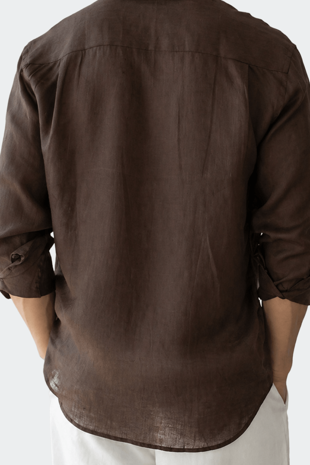 Linen Shirt Men Relaxed Fit Spread Collar