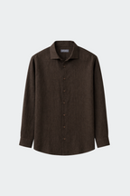 Linen Shirt Men Relaxed Fit Spread Collar