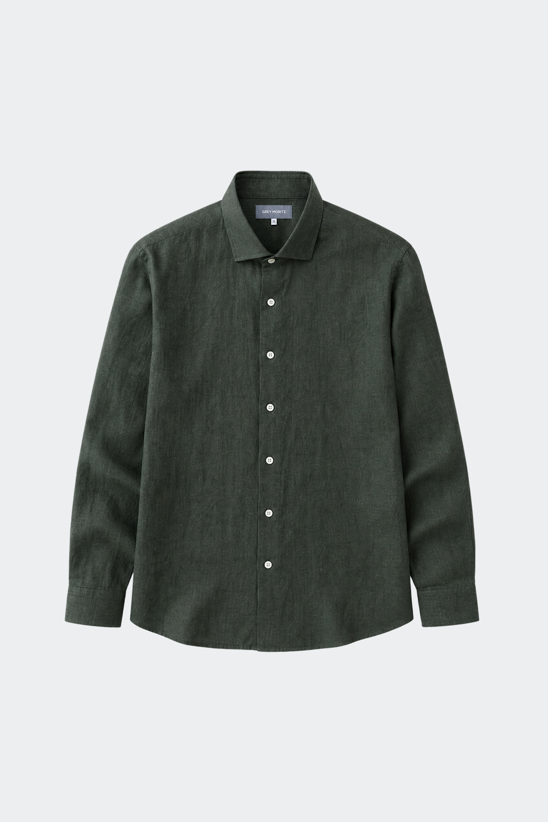 Linen Shirt Men Relaxed Fit Spread Collar