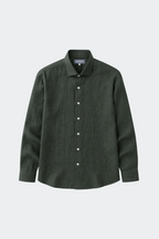 Linen Shirt Men Relaxed Fit Spread Collar