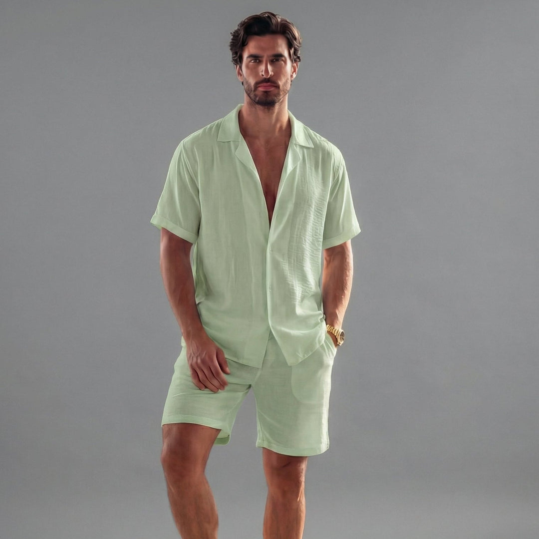 Men's Linen Short Sleeve Set - Casual Summer Outfits