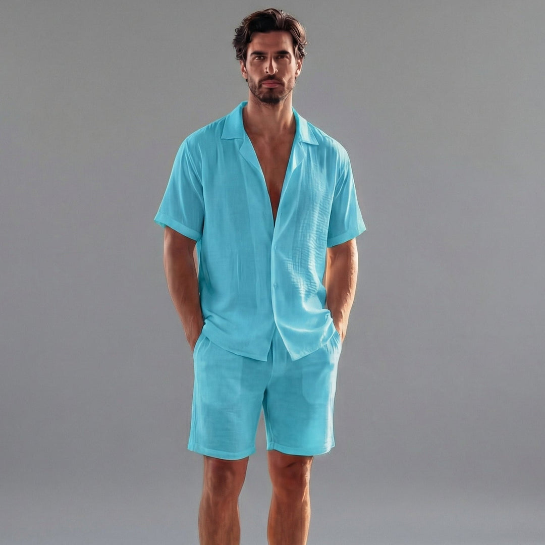 Men's Linen Short Sleeve Set - Casual Summer Outfits