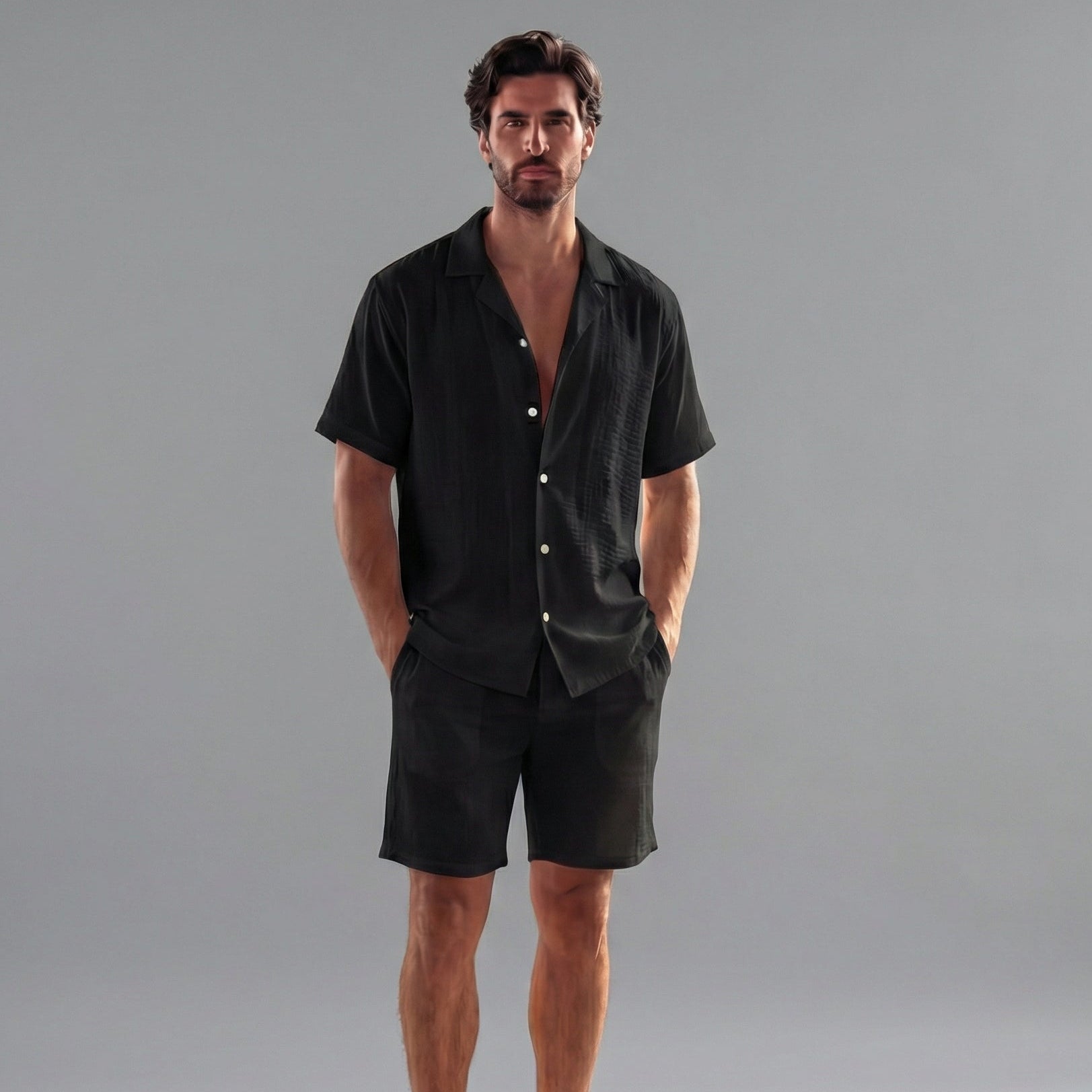 Men's Linen Short Sleeve Set - Casual Summer Outfits