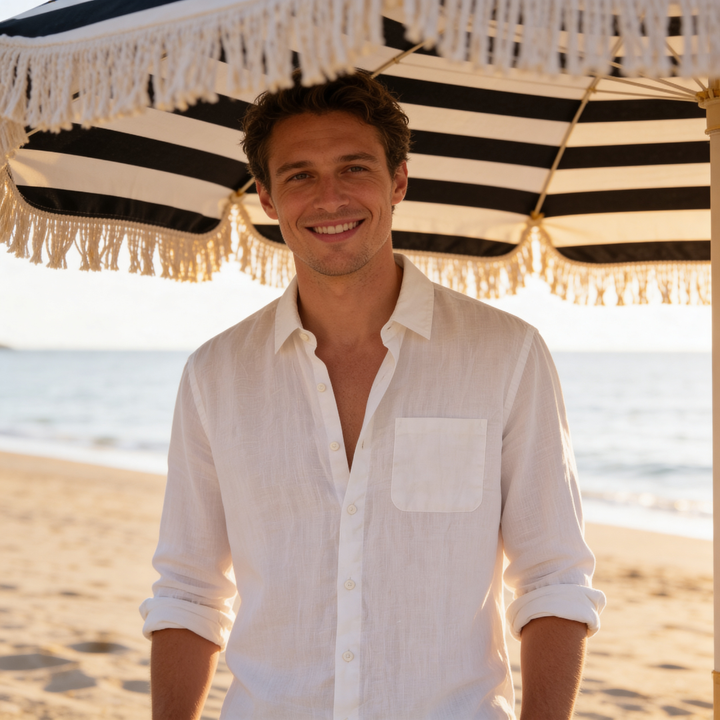 Men's Long Sleeve Linen Shirt - Casual Summer Button-Down