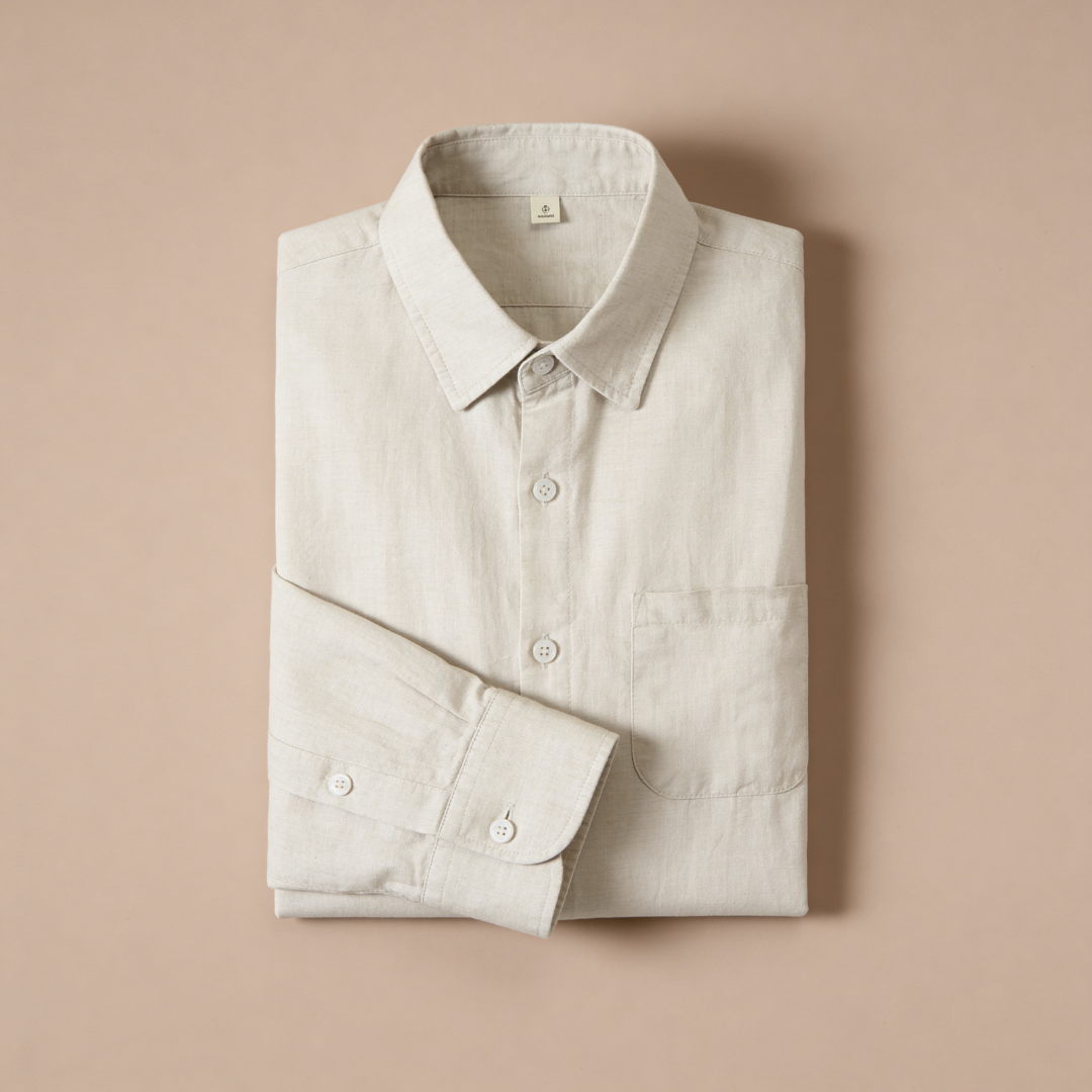 Men's Long Sleeve Linen Shirt - Casual Summer Button-Down