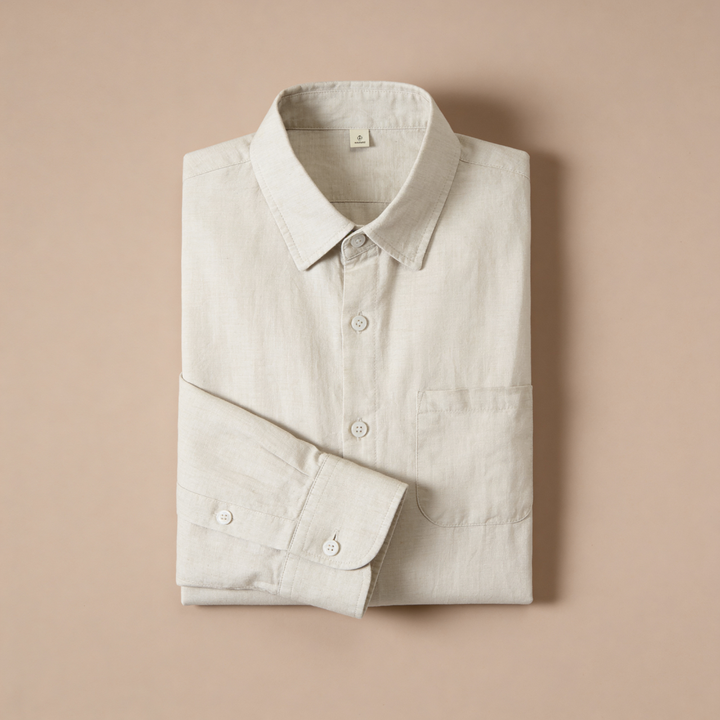 Men's Long Sleeve Linen Shirt - Casual Summer Button-Down