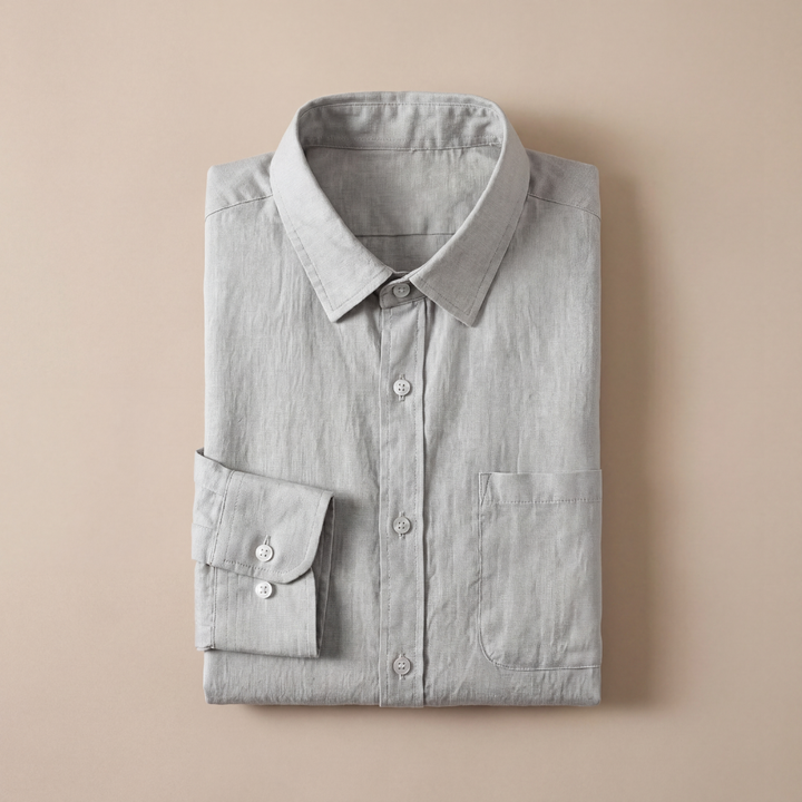 Men's Long Sleeve Linen Shirt - Casual Summer Button-Down