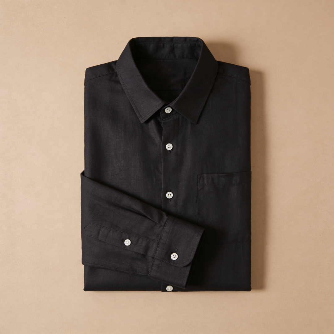 Men's Long Sleeve Linen Shirt - Casual Summer Button-Down