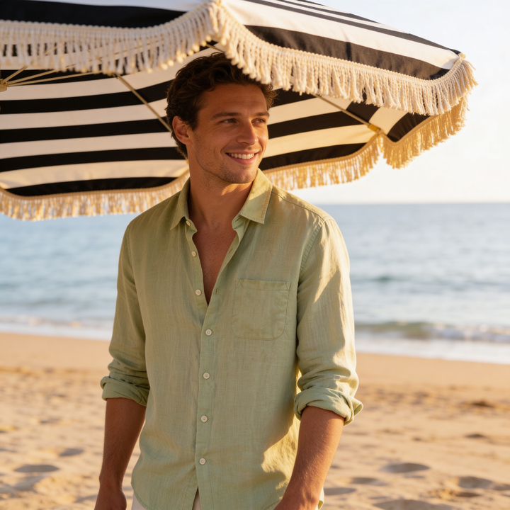 Men's Long Sleeve Linen Shirt - Casual Summer Button-Down