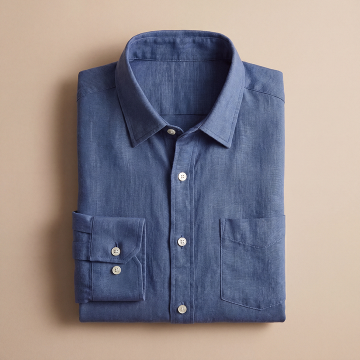 Men's Long Sleeve Linen Shirt - Casual Summer Button-Down