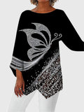 Lyanna | Women's Butterfly Print Asymmetric Hem Top
