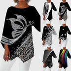 Lyanna | Women's Butterfly Print Asymmetric Hem Top