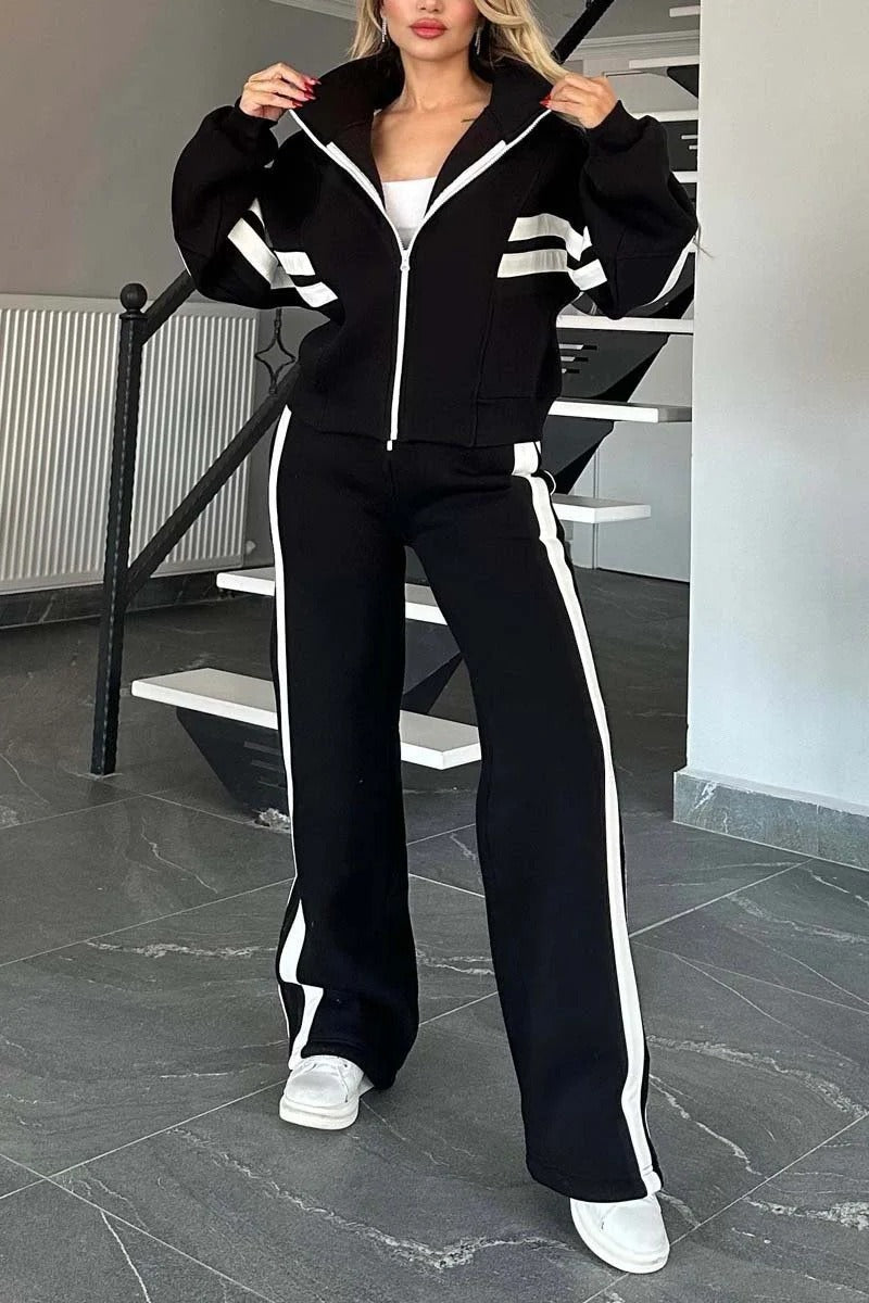 Lydia | Women's Striped Zip Up Track Suit Set