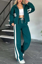 Lydia | Women's Striped Zip Up Track Suit Set