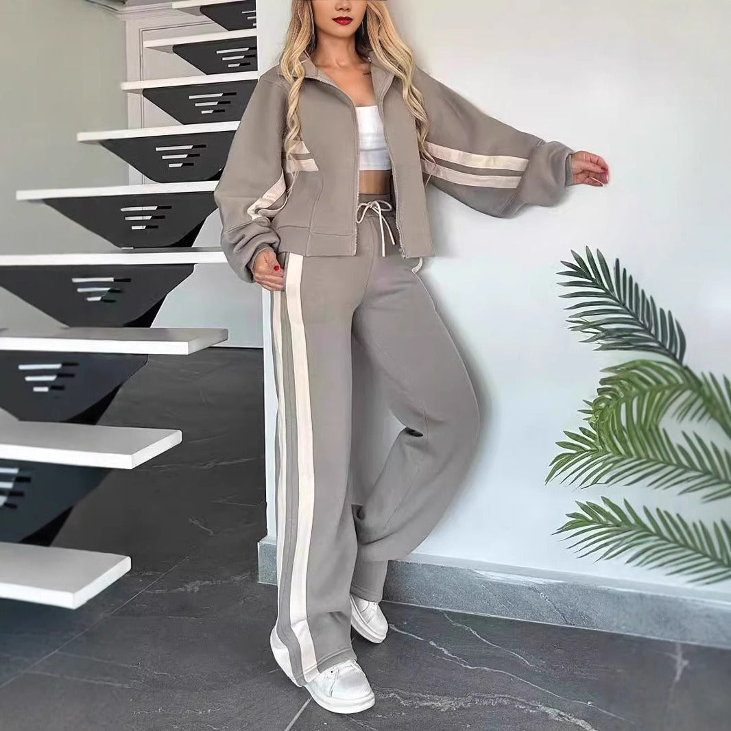 Lydia | Women's Striped Zip Up Track Suit Set