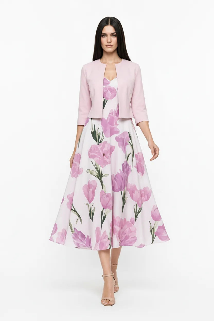 Lyra Floral Crepe Jacket Dress VIP