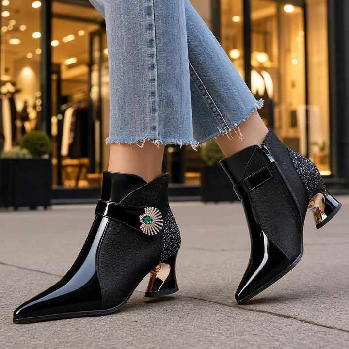 Women's Gold Strap Heels with Metallic Heel