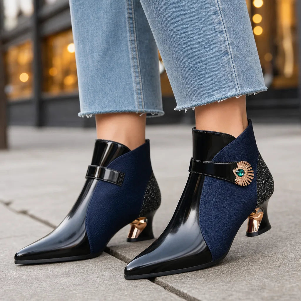 Women's Gold Strap Heels with Metallic Heel