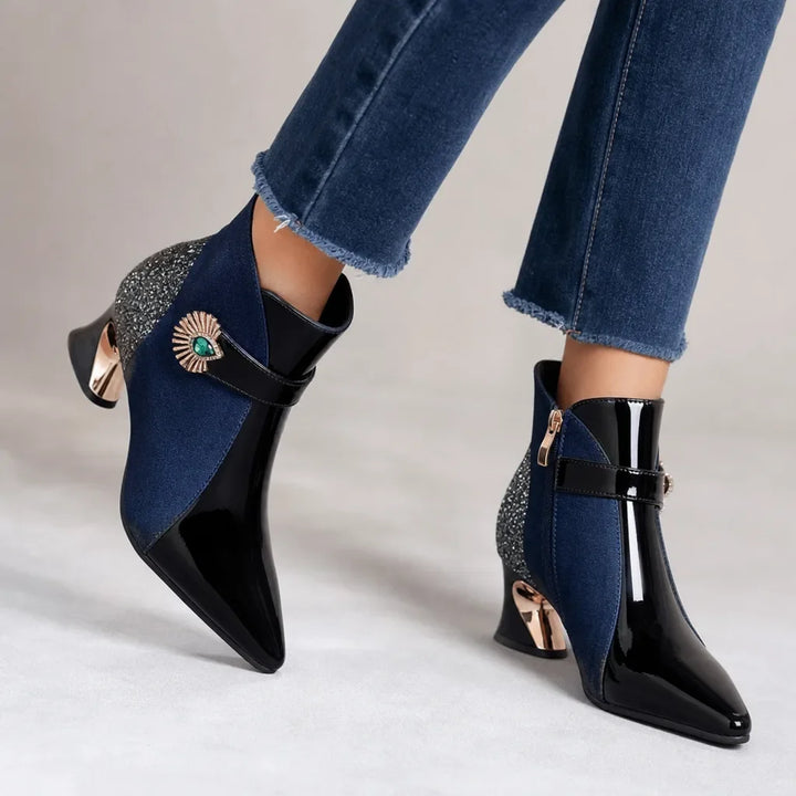 Women's Gold Strap Heels with Metallic Heel