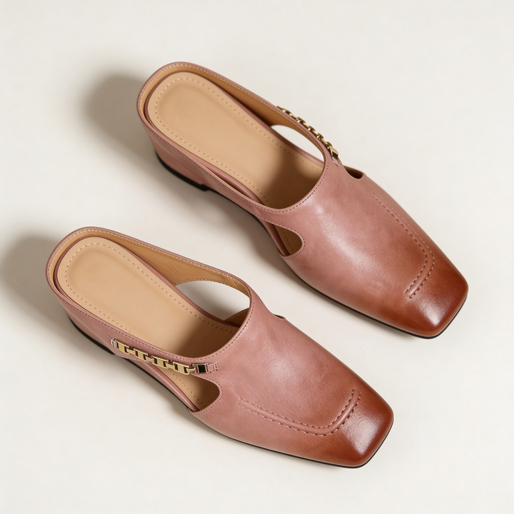 Women's Square Toe Mule Shoes Slip-On Dressy Sandals