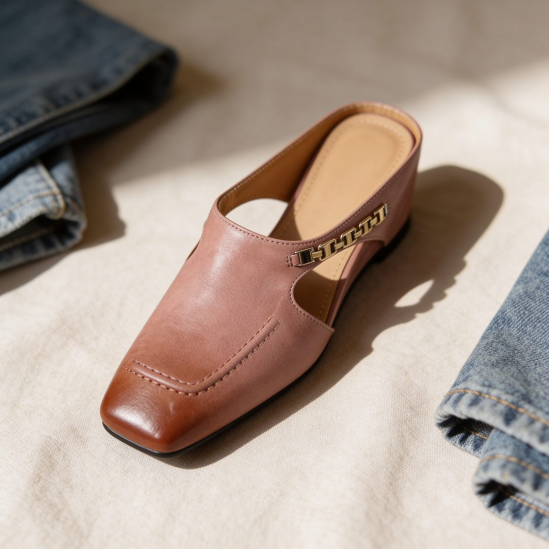 Women's Square Toe Mule Shoes Slip-On Dressy Sandals