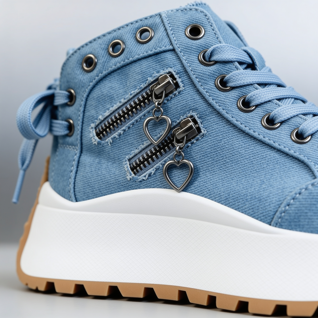Women's Sweetheart Platform Sneakers Casual Lace Up Shoes