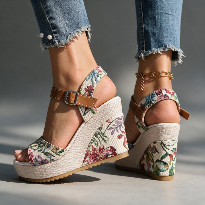 Daisy Buckle Platform Heels