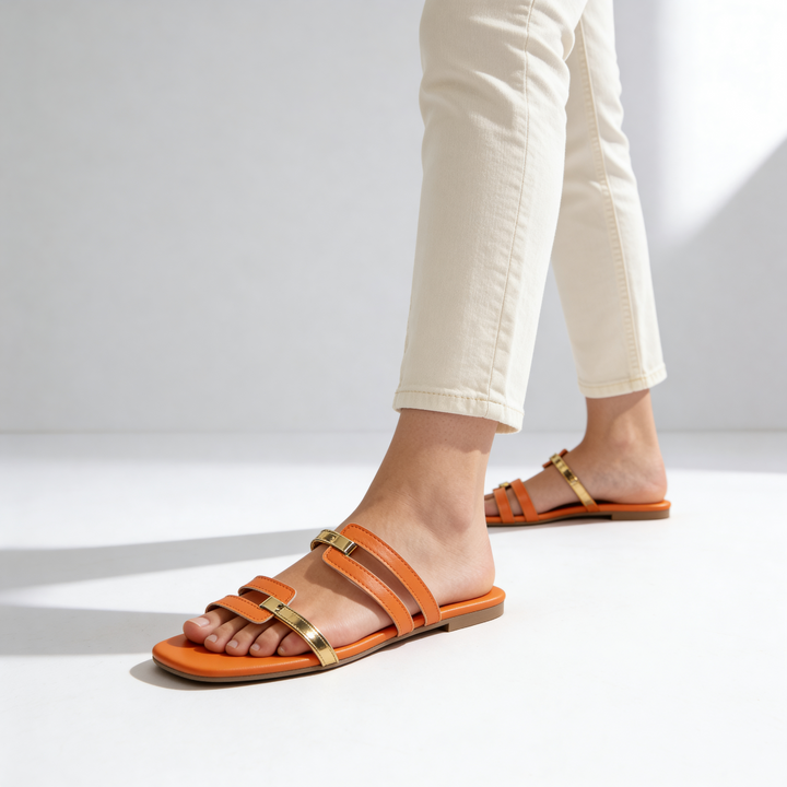 Women's Orthopedic Slide Sandals – Cushioned Leather Straps