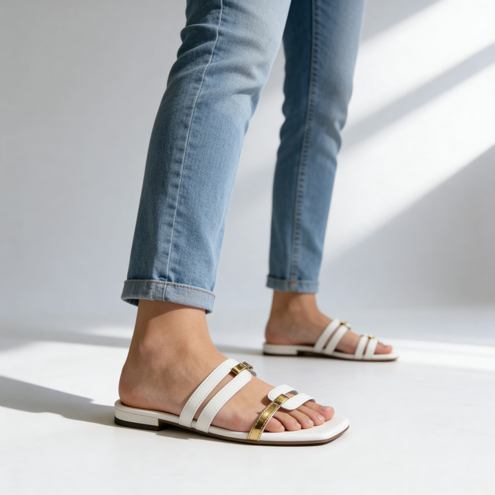 Women's Orthopedic Slide Sandals – Cushioned Leather Straps
