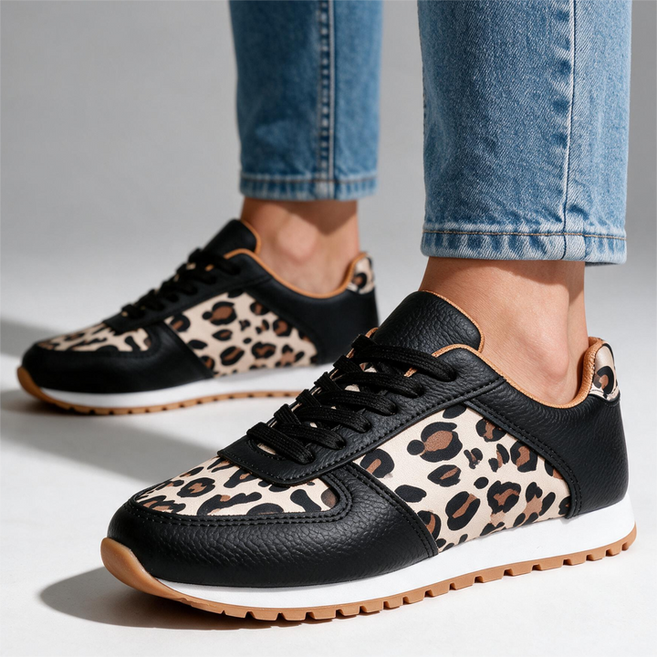 Women's Ella Leopard Sneakers – Lace-Up Casual Shoes