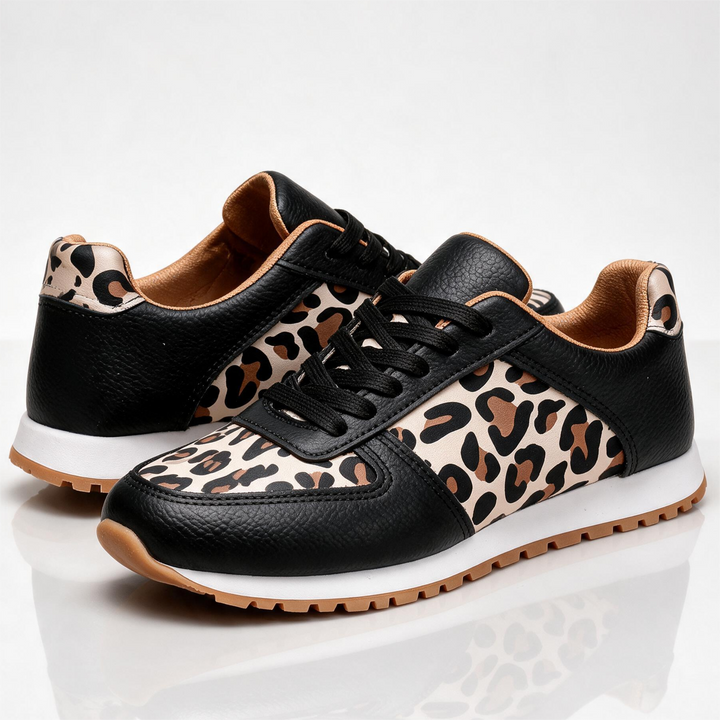 Women's Ella Leopard Sneakers – Lace-Up Casual Shoes