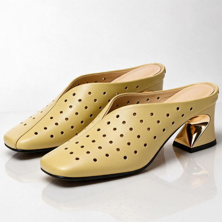 Women's Adele Gilded Mules – Perforated Cushioned Heels