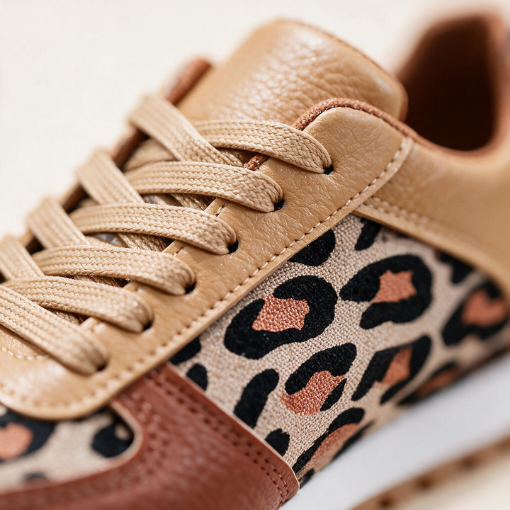 Women's Ella Leopard Sneakers – Lace-Up Casual Shoes