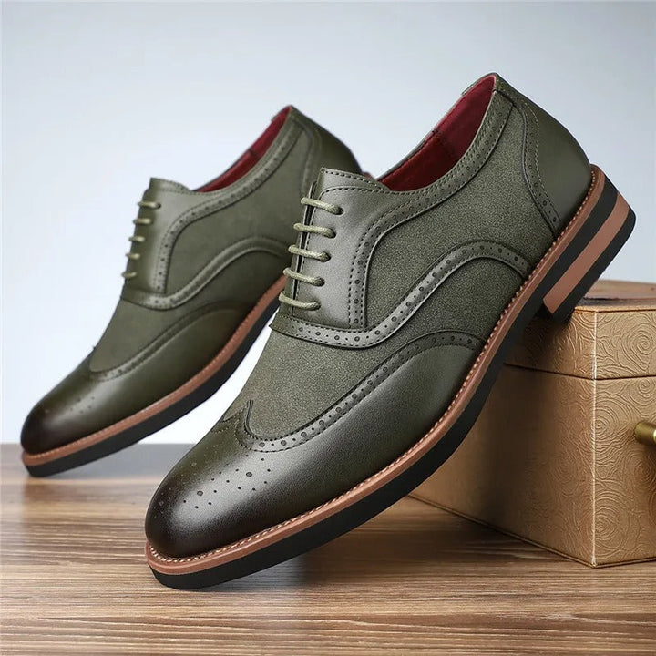 Men's Two-Tone Brogue Oxford Shoes | Classic Leather Spectator Shoes