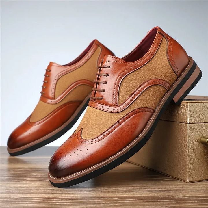 Men's Two-Tone Brogue Oxford Shoes | Classic Leather Spectator Shoes