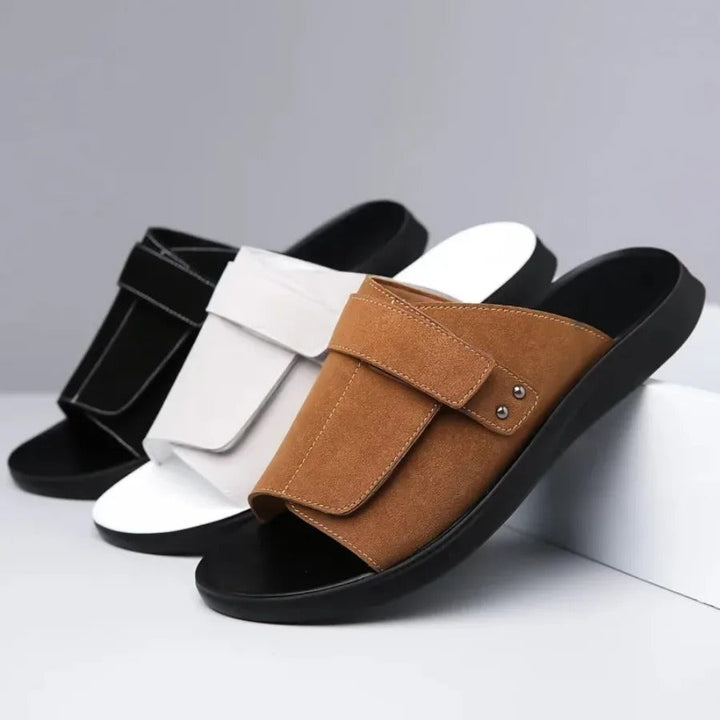 Axis Suede Slides | Men's Adjustable Slip-On Comfort Sandals