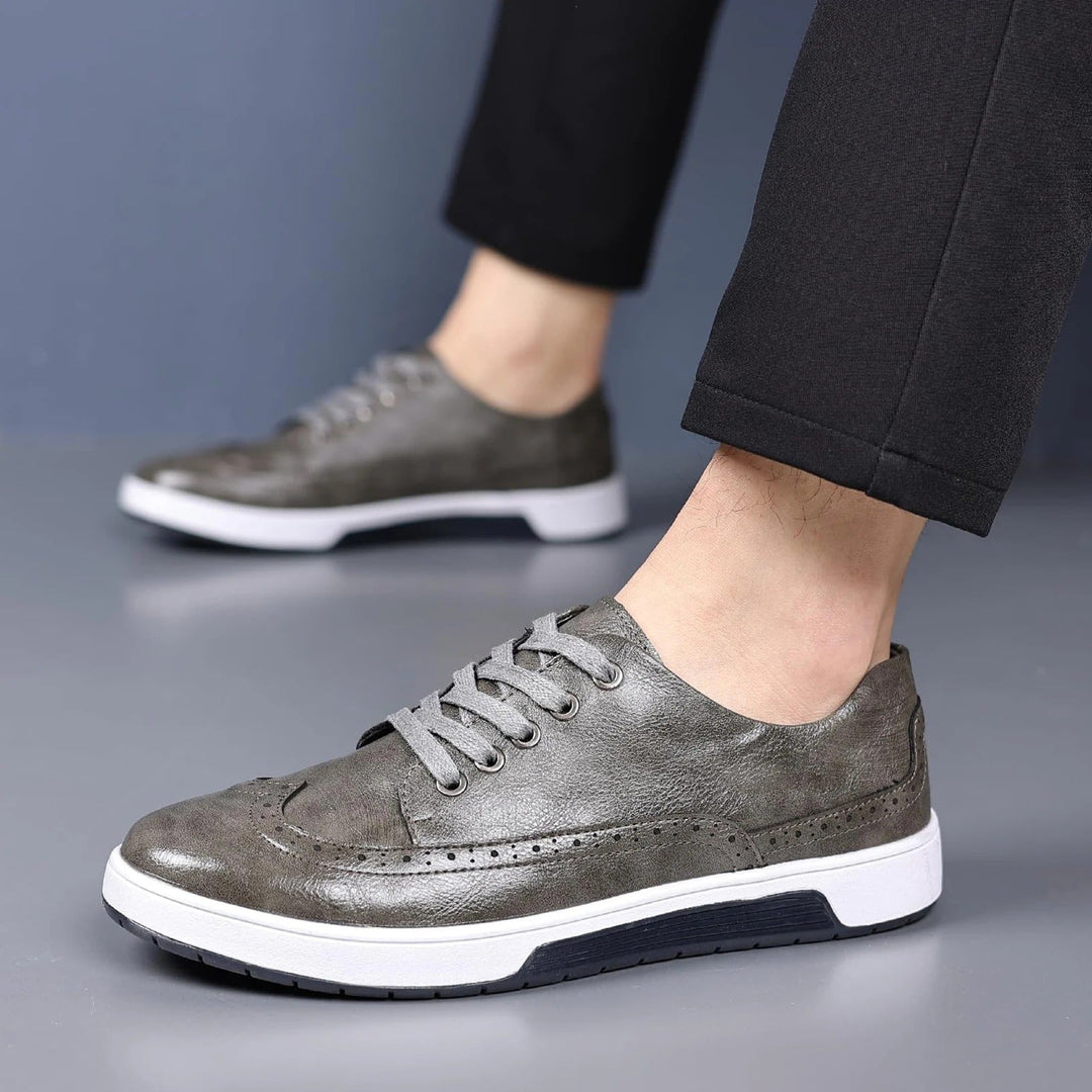 Men’s Leather Brogue Sneakers | Smart Casual Wingtip Oxford Shoes