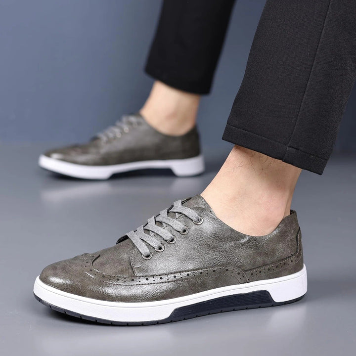 Men’s Leather Brogue Sneakers | Smart Casual Wingtip Oxford Shoes