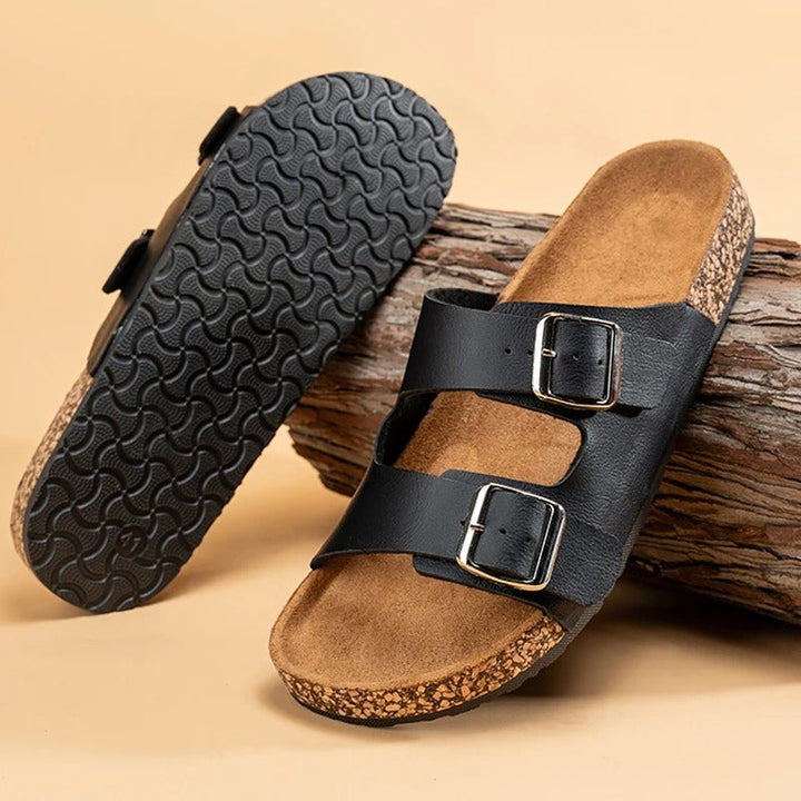 Men's Comfort Leather Slide Sandals | Non-Slip Open Toe Summer Shoes