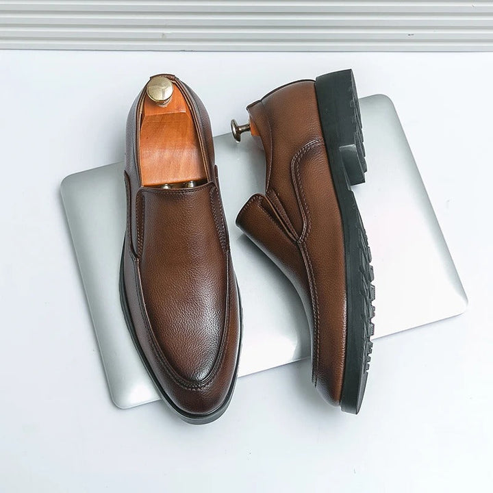 Men's Leather Slip-On Loafers | Classic Business Casual Dress Shoes