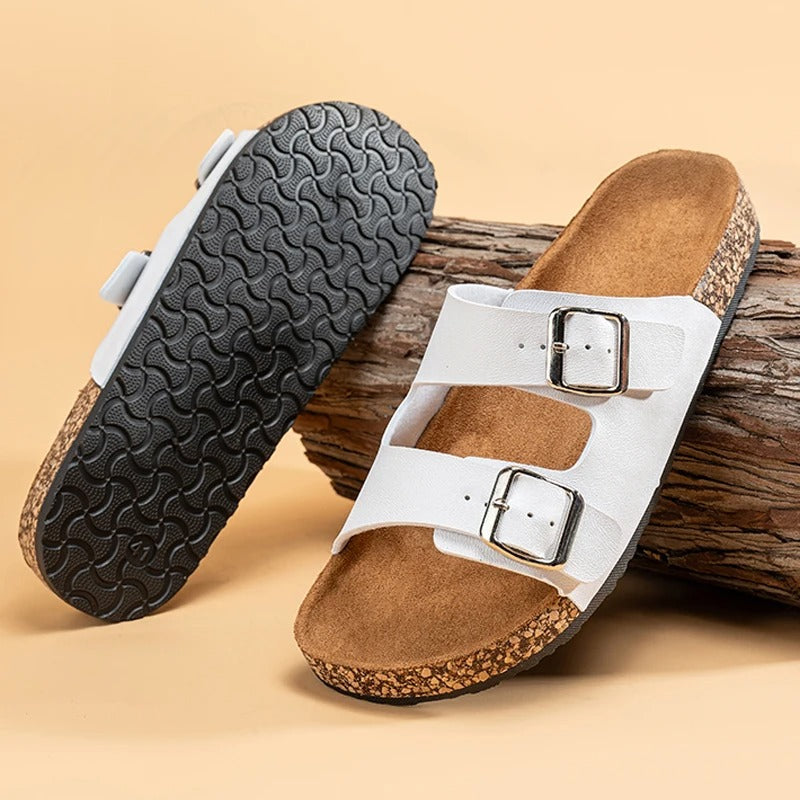 Men's Comfort Leather Slide Sandals | Non-Slip Open Toe Summer Shoes