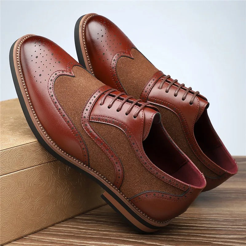 Men's Two-Tone Brogue Oxford Shoes | Classic Leather Spectator Shoes