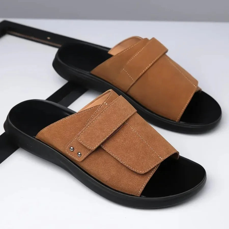 Axis Suede Slides | Men's Adjustable Slip-On Comfort Sandals