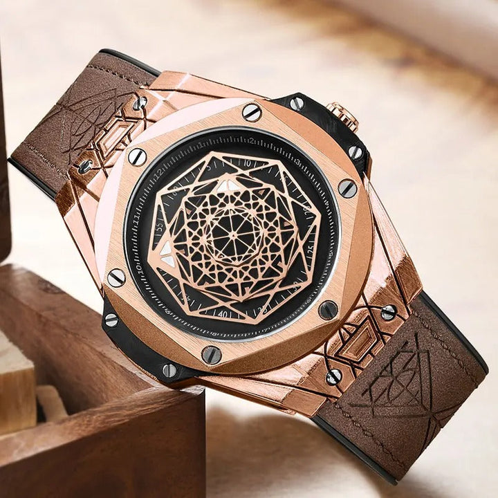 Men's Chronograph Watch with Leather Strap