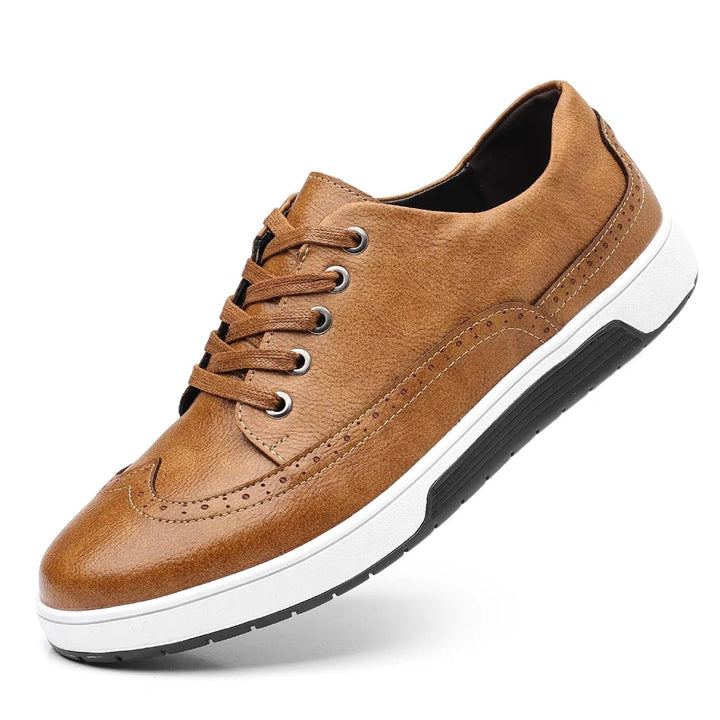 Men’s Leather Brogue Sneakers | Smart Casual Wingtip Oxford Shoes