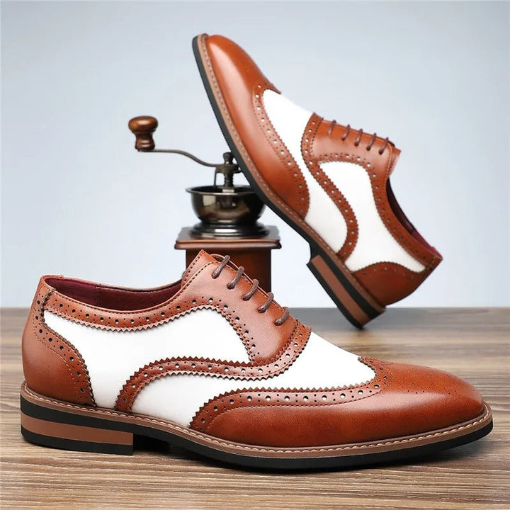 Men's Two-Tone Wingtip Brogue Shoes | Classic Oxford Dress Shoes