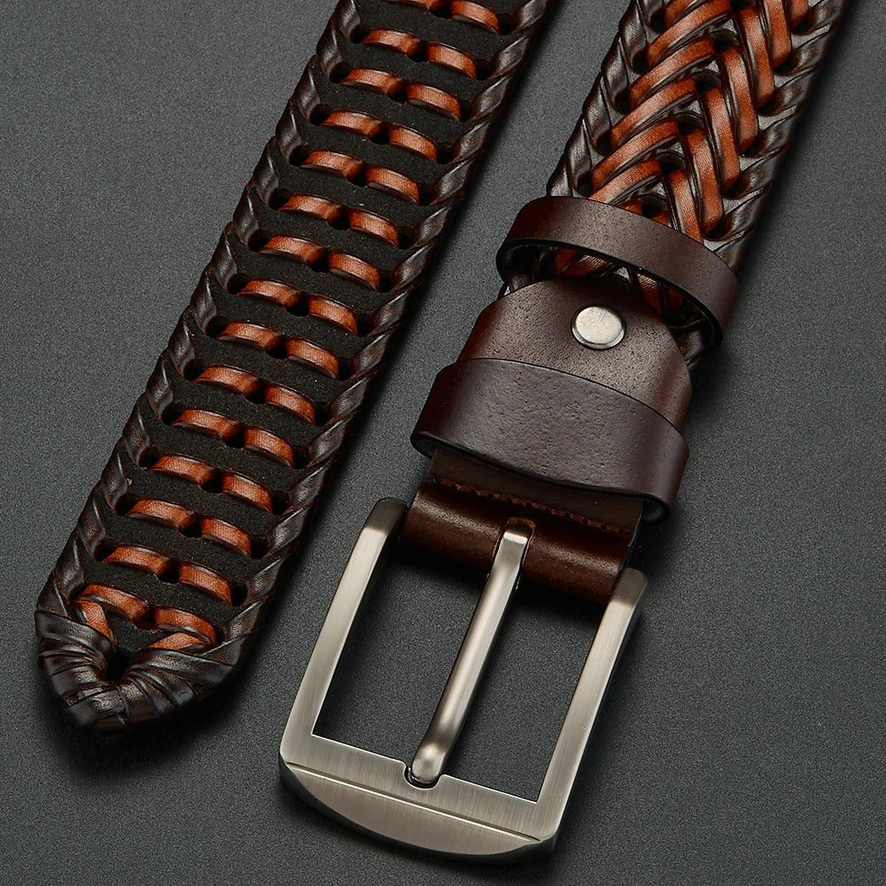 Men's Braided Cowhide Leather Belt